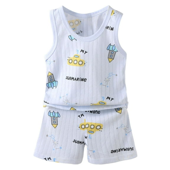 Caqnni Boy Clothes Baby Boy Outfits 12-18 Months Baby Boy Clothes Short Sleeve T-Shirt Tee Tops Joggers Casual Elastic Shorts Summer Pjs Pajamas & Dailywear Set 9-18 Months,Sky Blue