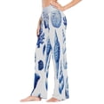 thumbnail image 3 of Comfy Casual Women's Pajama Pants Print Wide Leg Blue Sea Shells, 3 of 6