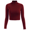 thumbnail image 3 of Wenseny Womens Knitted Shirt Long Sleeve Shirt Pull Over Crop Top Red M, 3 of 4