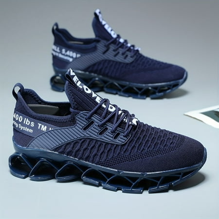 

Men s Trendy Woven Knit Breathable Blade Type Running Shoes With Good Shock Absorption Comfy Non Slip Durable Sneakers For Men s Outdoor Activities