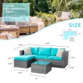 thumbnail image 3 of Walsunny 3 Piece Blue Outdoor Furniture Sectional Sofa Patio Set with Silver Gray Rattan Wicker, 3 of 7