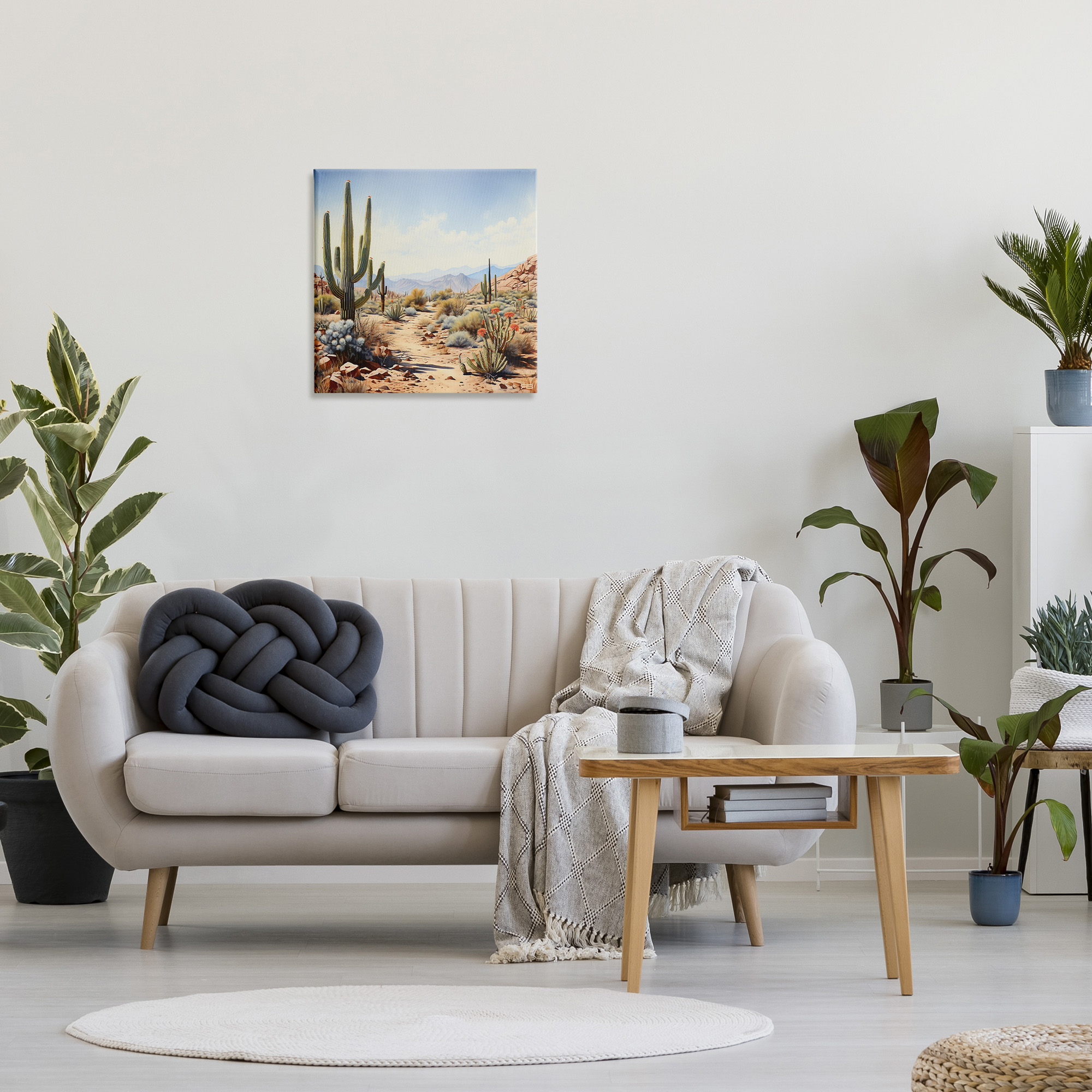 Stupell Industries Desert Cactus Path Landscape Painting Gallery Wrapped Canvas Art Print Wall Art, 24 x 24