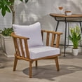 thumbnail image 3 of CARZZI LIFE Outdoor Acacia Wood Patio Club Chair, Modern Deep Seating Garden Armchair with Waterproof Thick Cushions, Teak Finish Wooden Furniture for Backyard & Balcony, 400lbs Capacity, White, 3 of 8