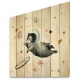 thumbnail image 2 of Designart 'Little Penguin Flying Planets and Stars II' Farmhouse Print on Natural Pine Wood, 2 of 5