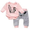 thumbnail image 1 of Toddler Kids Baby Girl Cartoon Rabbit Tops Print Rompers Pants Clothes Sets, 1 of 1
