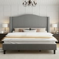 thumbnail image 6 of Merluxy 52.6" Full Bed Frame with Camelback Headboard,Velvet Upholstered,Light Grey, 6 of 7