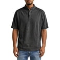 thumbnail image 4 of JTieacloth Men's T-Shirts Casual Button Down Stand Collar Short Sleeved Shirt T Shirt(Black,L), 4 of 6