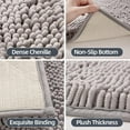 thumbnail image 3 of Bathroom Chenille Bath Rug 24"x16", Thick Soft Absorbent Chenille Bath Rugs with Non-Slip Rubber Backing Quick Dry Mats, Machine Washable Rugs for Bathroom, Shower, and Tub,Gray, 3 of 9