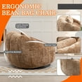 thumbnail image 3 of 59''W Chenille Loveseat Sofa Small Couch Oversized Bean Bag Chair, Modern Lounge Loveseat Sofa with 2 Pillows,Bean Bag Couch Floor Lazy Sofa for Living Room Bedroom Apartment (Brown), 3 of 7