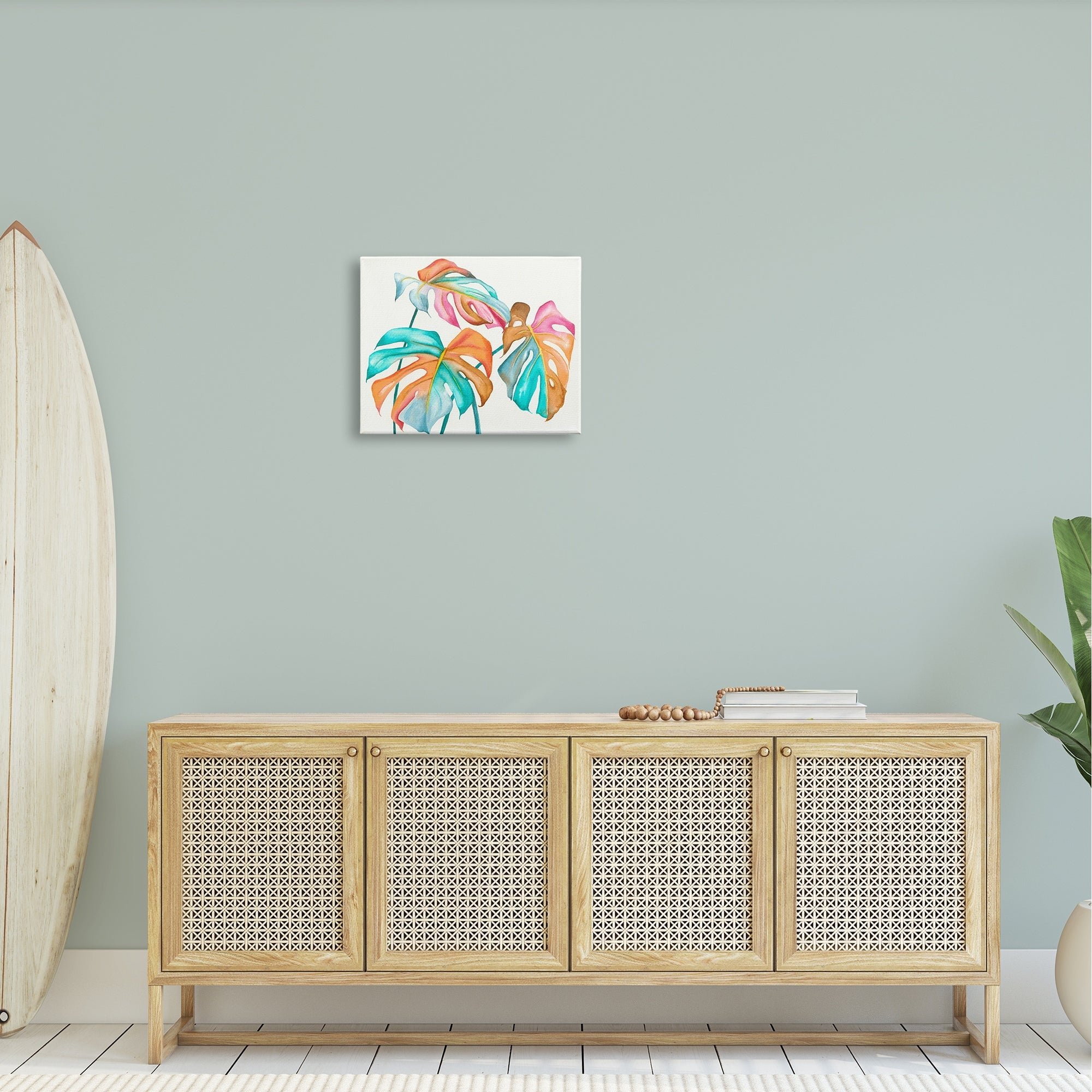 Stupell Industries Varied Rainbow Monstera House Plant Leaves Stems Painting Gallery Wrapped Canvas Print Wall Art, Design by Elvira Errico