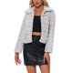thumbnail image 1 of Chaqueta corta de pelaje sintético con cuello de solapa y abertura frontal para mujer Inspire Chic, color gris claro, talla S, 1 of 6