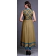 thumbnail image 4 of Bimba Light Brown Geometric Printed Women Designer Mandarin Collar Anarkali Dress Indian Ethnic Kurta Small, 4 of 6