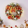 thumbnail image 3 of One opening Artificial Christmas Wreath Snow Flocked Pine Wreath with Poinsettia Berries Bells Ball Ornaments, 3 of 8