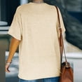 thumbnail image 4 of HAPIMO Women's Trendy Cotton Linen Loose Tops Clearance Summer Solid Color Short Sleeve Drop Shoulder Crew Neck Pullover for Teen Girls Elegant Casual Relaxed Blouses Beige XL, 4 of 7