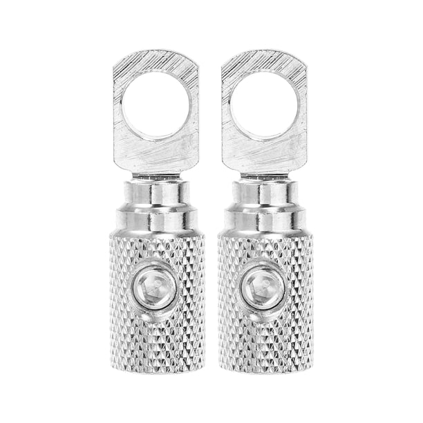 Reductor de entrada de amperios, 2 uds., calibre 8 de cobre, Audio estéreo para coche, Pin AWG, reductor de cable de tierra, tono plateado