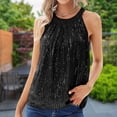 thumbnail image 4 of Camisola Lentejuelas Señoras Halter Tops Color sólido Chaleco de verano Estilo retro Ropa diaria (Negro XL) Cgtredaw Para estrenar, 4 of 5