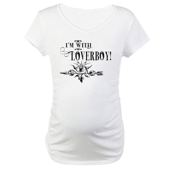 CafePress - Im With Loverboy Maternity T Shirt - Cotton Maternity T-shirt, Cute & Funny Pregnancy Tee