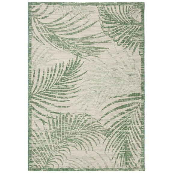 Safavieh Courtyard Padic Botanical Indoor/Outdoor Area Rug, Beige/Green, 5'3" x 7'7"