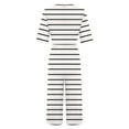 thumbnail image 4 of Edvintorg Striped Jumpsuits for Women Casual Short Sleeve V Neck Back Zipper Wide Leg Jumpsuit with Pocket Summer Beach Vacation Clothes for Women, 4 of 5