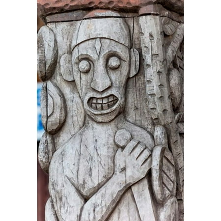 Africa Gabon Libreville Wood carving by Zepherin Lendogno Canvas Art - Alida Latham DanitaDelimont (25 x 38)