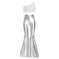 thumbnail image 3 of Sholeno Kids Girls Jazz Hip Hop Dance Outfits Sparkly Sequin Crop Top with Metallic Flared Pants Disco Party Wear Silver 8, 3 of 7