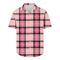 thumbnail image 5 of ZRGHAOYLQ Plaid Shirts for Men Short Sleeve Big and Tall Plus Size T Shirts Lapel Collar Button Down Shirt Tops, 5 of 5