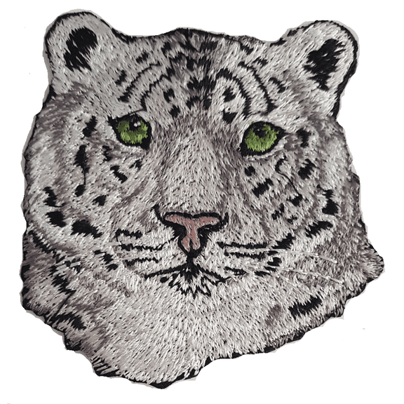 Snow Leopard Embroidered Patch 3", Iron or Sew on FREE USA SHIPPING