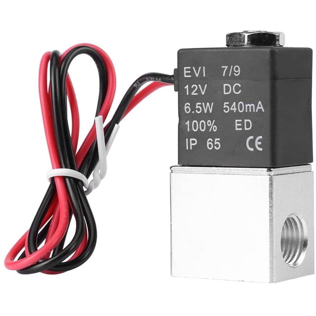 Válvula solenoide, 12V DC 1/4 "2 vías normalmente cerrada 1.2MPa Válvula solenoide neumática de aluminio para aire y agua (DC12V) Xemadio YQ-1899