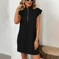 thumbnail image 3 of HERESOM Plus Size Summer Dress for Women Plus Size Fashionable Casual Solid Color Loose Pocket Lapel Dress, 3 of 5