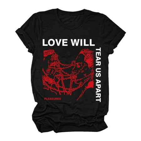 

Womens Tops Oversized T Shirts for Women Trendy Women s Round Neck Shirt Tees Short Sleeve T Shirt Letter Printed Shirt Tops Blouse Backless Top Savings Clearance White Crop Top Black L