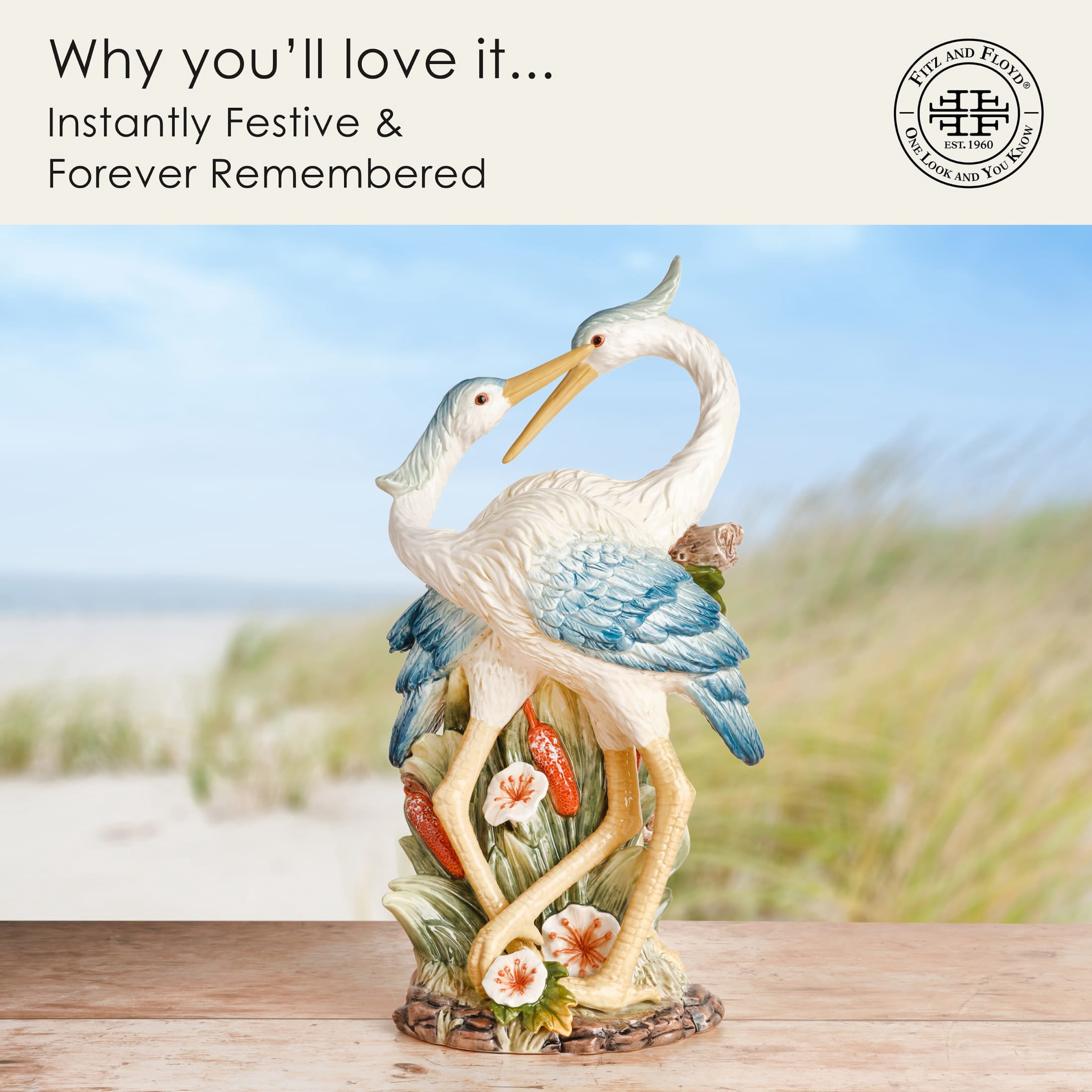 Fitz and Floyd Coastal Companions Bird Earthenware Decorative Figurine