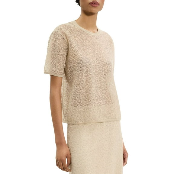 Theory womens Floral Lace Pullover, l, Tan