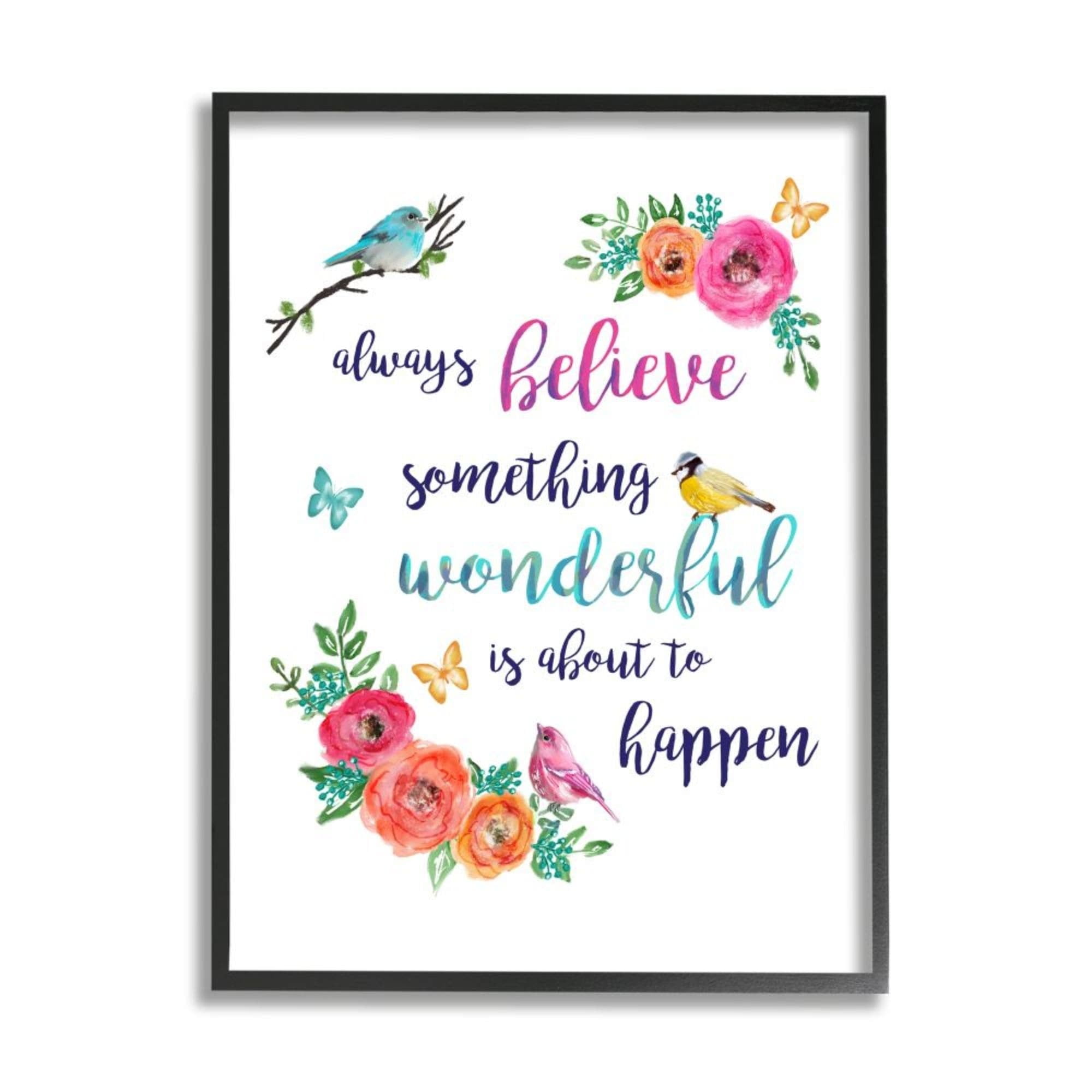 Stupell Industries Something Wonderful to Happen Phrase Cute Spring Birds Design by Lisa Lane