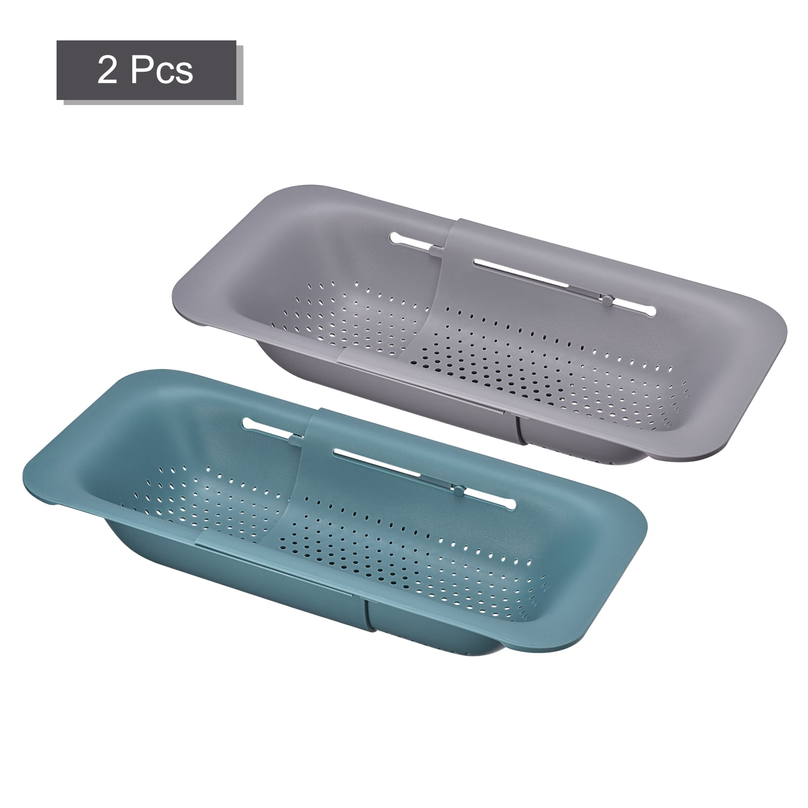 Unique Bargains Collapsible Food Colander Kitchen Plastic Basket for Food 2 Pcs Gray, Green