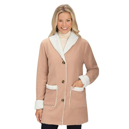 - Women's Polar Fleece Faux Sherpa Lined Winter Coat - Stylish Plush Jacket