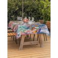 thumbnail image 3 of Outdoor Tablecloth with Umbrella Hole for Patio/Picnic/Party/Camping, Turtle Coastal Waterproof Table Cloth Rectangle Table Cover Washable, Nautical Summer Beach Coral Octopus Blue Wooden (60"x 120"), 3 of 8