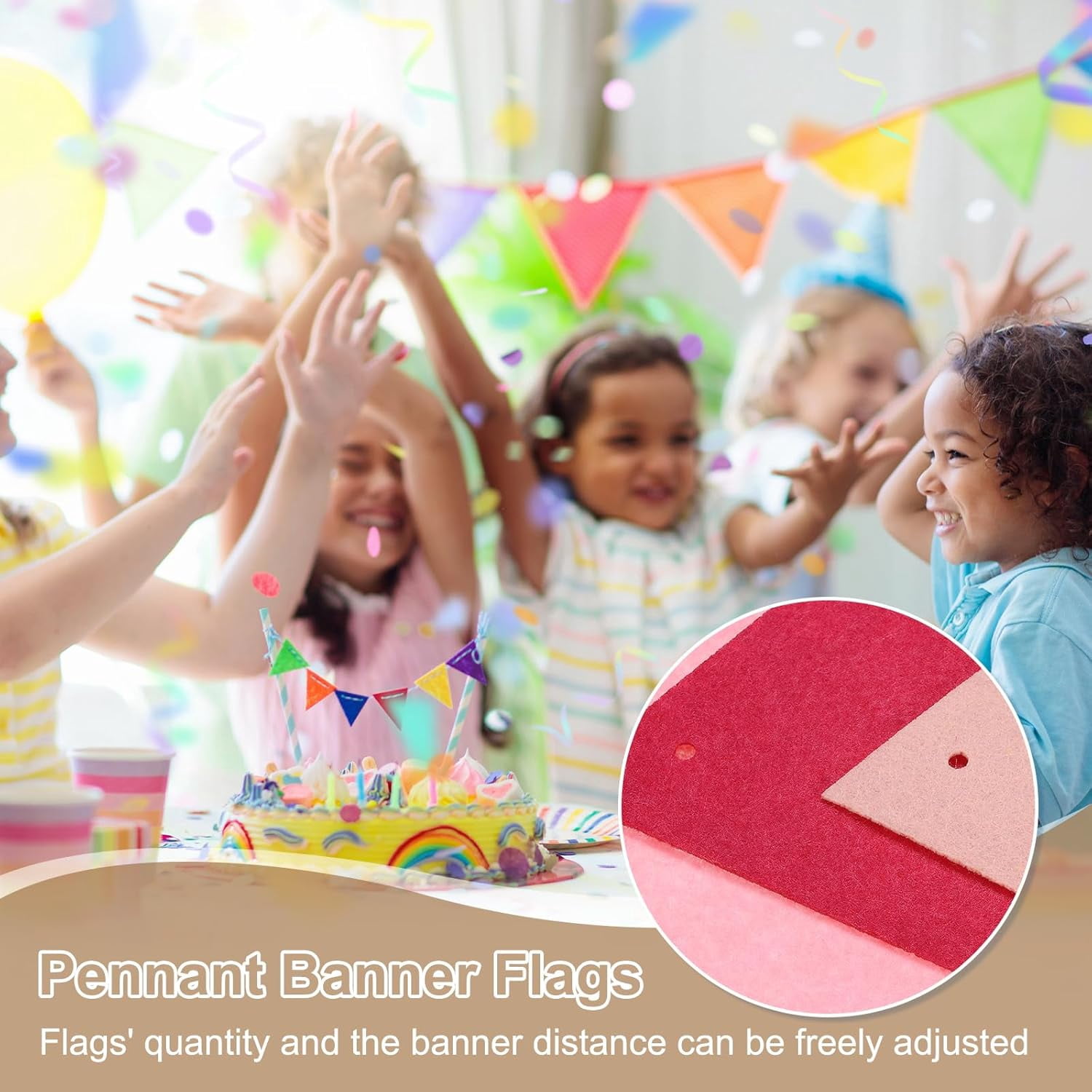 LXYWXS-49ft Pennant Banner Flags, Felt Fabric Pennant Flags String Triangle Flag Banner Bunting Garland for Carnival Wedding Birthday Party Decorations, Pink