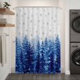 thumbnail image 2 of Blue Christmas Shower Curtain - Water Repellent Fabric Shower Curtains Washable, Winter Xmas Trees Snowflakes Rustic Decorative Polyester Cloth Bathroom Curtains Modern Bath Decor 36"x72", 2 of 8