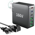 thumbnail image 1 of wonima02 USB C Charger, 160W Fast GaN Compact Foldable Rapid Plug 6 Multiple Port PD Charging Station Laptop Power Adapter for MacBook Pro/Air and iPad Pro iPhone15/14/13. Galaxy Note20 S22 Pixel, 1 of 1