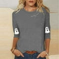thumbnail image 2 of MaFYtyTPR Halloween Printing Tops for Women Fashion Casual Printed Round neck 3/4 Sleeves Loose Comfortable T-shirt Top Gray XL, 2 of 5