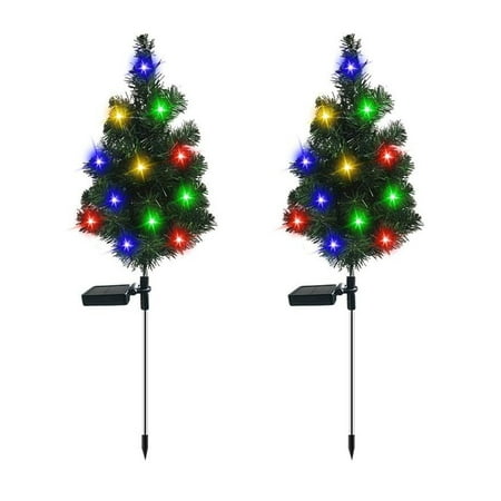 

TureClos 2PCS Solar Tree Light Waterproof Power Saving Plant Shape Energy Conservation Intelligent Control Ground Plug Lamp Safe Garden