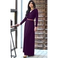 thumbnail image 2 of KOH KOH Long Sleeve Modest Fall Winter Evening Flowy Empire Waist Full Floor Length Cocktail Formal V-Neck Tall Maxi Dress Gown Abaya For Women Purple XXX-Large US 22-24 NT021, 2 of 6