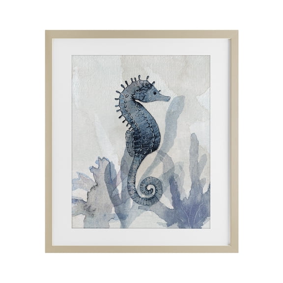 Stupell Industries Seahorse & Seaweed Impressions Birch Framed Print Under Glass, design by Susan Jill