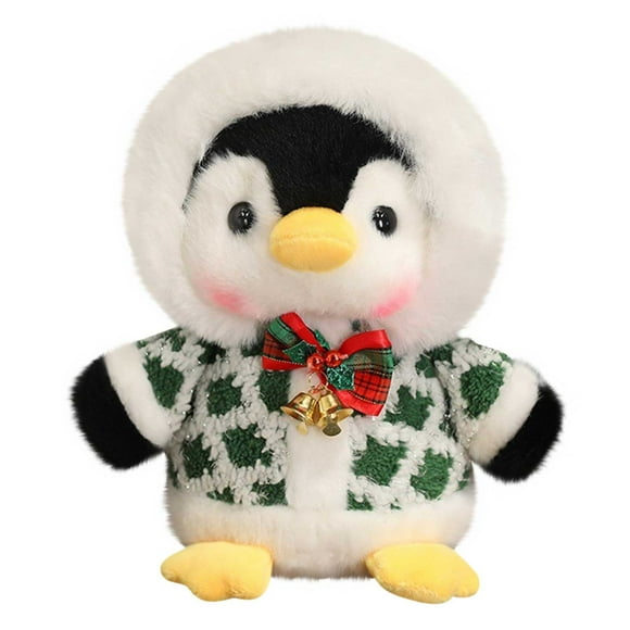WLOELOEW Peluche Pingouin de Noël Vert Jouet en Peluche Doux Cadeau Animal en Peluche pour Enfants Décoration de Vacances Tissu Vert