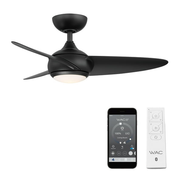 Loft Indoor and Outdoor 3-Blade Smart Ceiling Fan 38in Matte Black with 3000K LED Light Kit and Remote Control