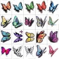 thumbnail image 4 of 50 piezas de tatuajes temporales de flores para mujeres, pegatinas de tatuajes de medio brazo, tatuajes de mariposas de calavera de flores rosas, para decoraciones para adultos, niñas y niños, 4 of 5