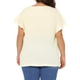 thumbnail image 4 of DARING DIVA Women's Plus Tops V Neck Ruffle T Shirt Blouses 1X Beige, 4 of 6