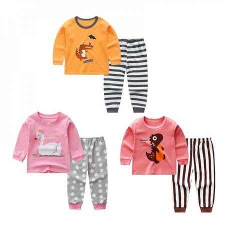 

CUTELOVE 2Pcs Children Baby Boys And Girls Shoulder Button Long-sleeved Underwear/pajamas/sports Air-conditioning Suit 0-5T