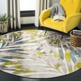 thumbnail image 2 of SAFAVIEH Skyler Bosworth Leaves Area Rug, Grey/Green, 4' x 4' Round, 2 of 8