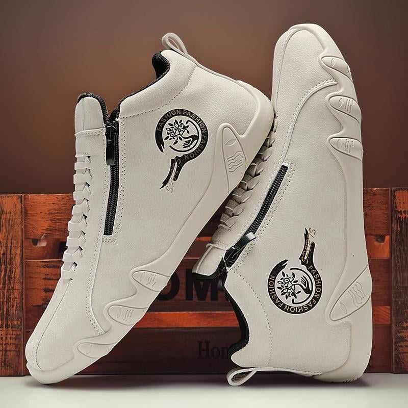 CORASUN Men's Waterproof Casual Shoes, Lightweight & Non-Slip, with Side Zipper, for Daily Wear, Hiking, Driving, High-Top Fashion Sneakers